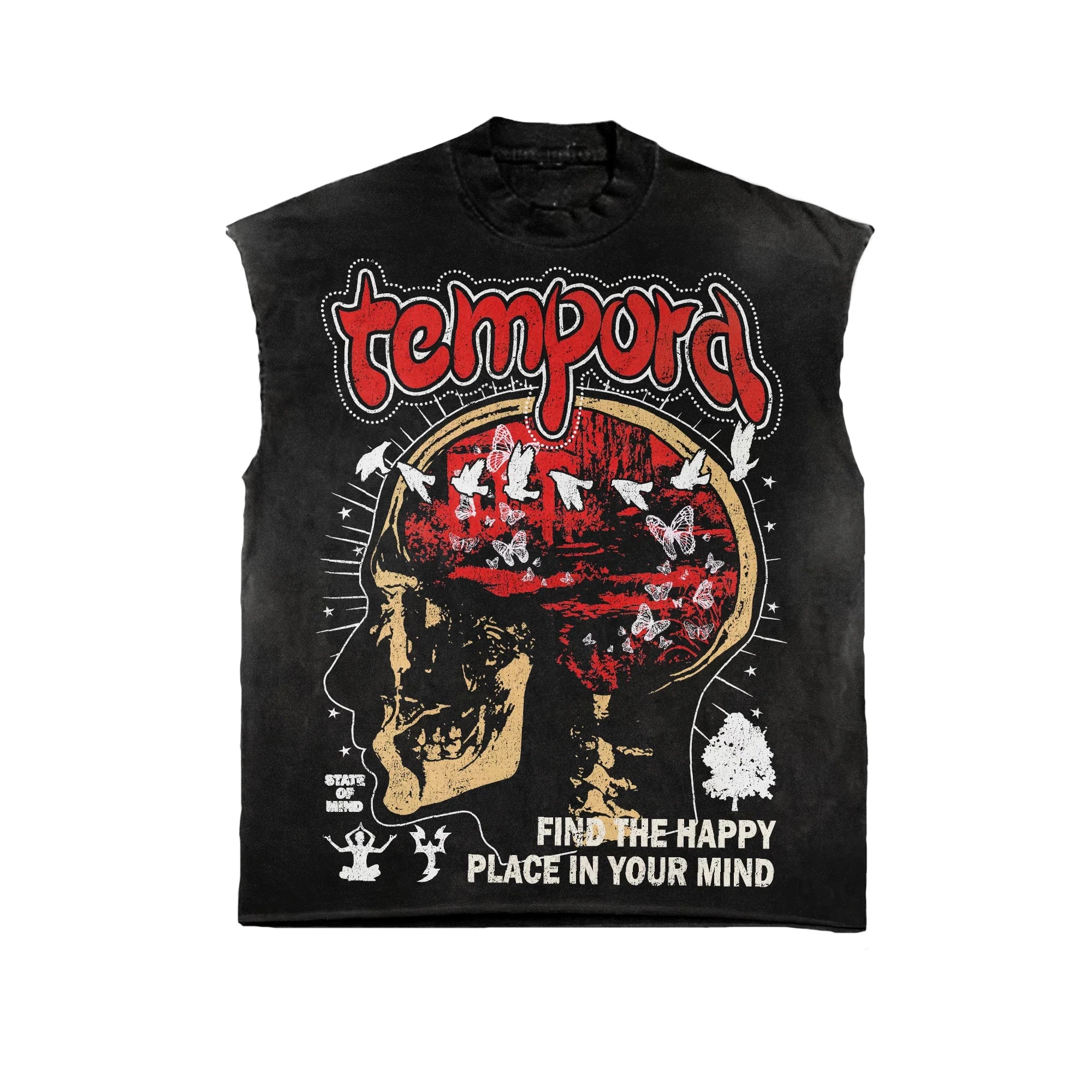 Men's Vintage Oversize Cotton Tank Tops Custom Screen Print DTG Rhinestones Boxy Fit Sleeveless T-Shirt Breathable Streetwear
