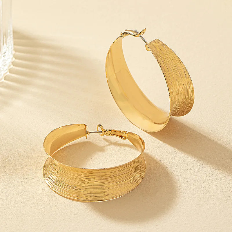 Chunky Statement Geometric Drop Earrings Gold Plated C Shaped Large Hoop Earrings Women Jewelry