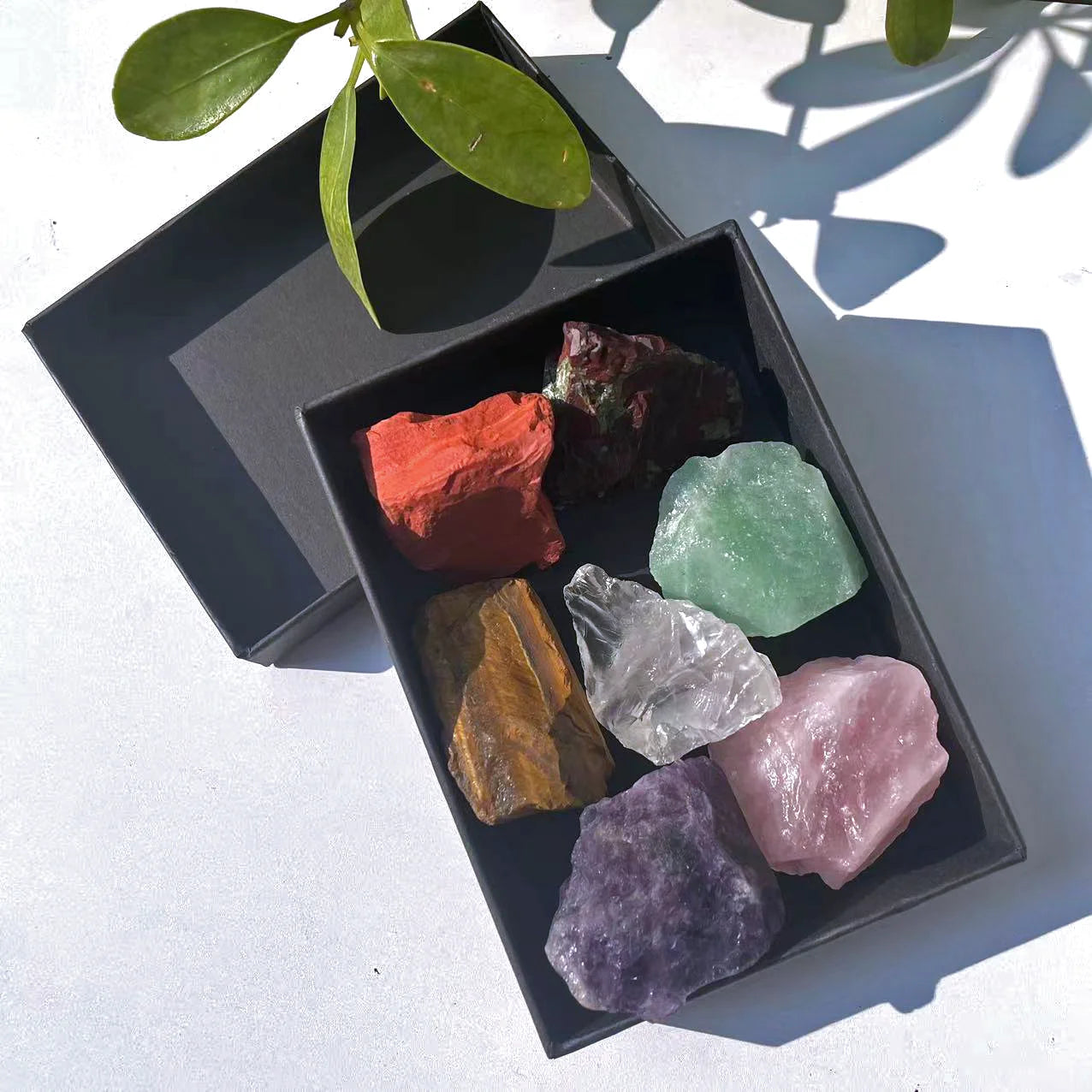 Wholesale Price  Natural Rock Amethyst Rose clear Quartz Healing Stone 7 Chakra Crystal Rough Gemstone Set Crystal Ornaments
