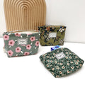 2026 Wholesale Women Floral Corduroy Makeup Bag Metal Zipper Portable Quilting Flower Toiletry Bag Beauty Velvet Small Pouch