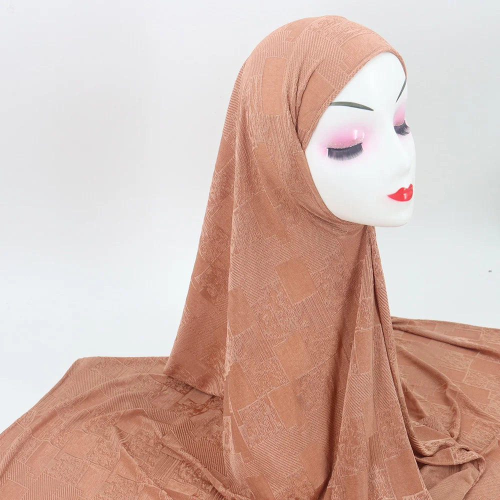 Netherlands Jersey Hijab Embroidery Designs Jacquard Scarf Shawl Muslim Hijab Long Solid Islamic Jersey Rhinestone for Women