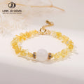 JD GEMS Factory Supply Hot Sale Healing Crystals Irregular Stone Bangle Natural Citrine Gravel Lucky Bracelet