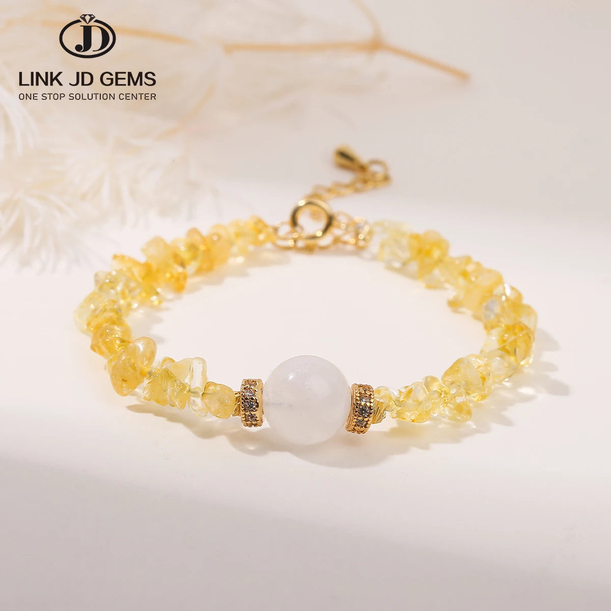 JD GEMS Factory Supply Hot Sale Healing Crystals Irregular Stone Bangle Natural Citrine Gravel Lucky Bracelet