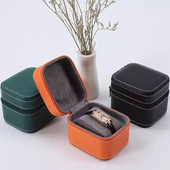 Stock Wholesale Portable Zipper Watch Box European Style Mechanical Watch Storage Box Business Gift Jewelry Box