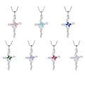 Qingxin Custom Minimalist Women Butterfly Zirconia Fine Jewelry Dainty 925 Sterling Silver Religious Cross Necklaces