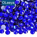 Oleeya Hot Fix Blue Series Glued on Flat Back Rhinestones Glass Rhinestones Strass for Decoration Clothing Transfer
