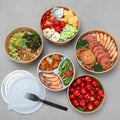 Paper Salad Bowl 1000 ml Round Disposable Kraft Food Bowls With Lid