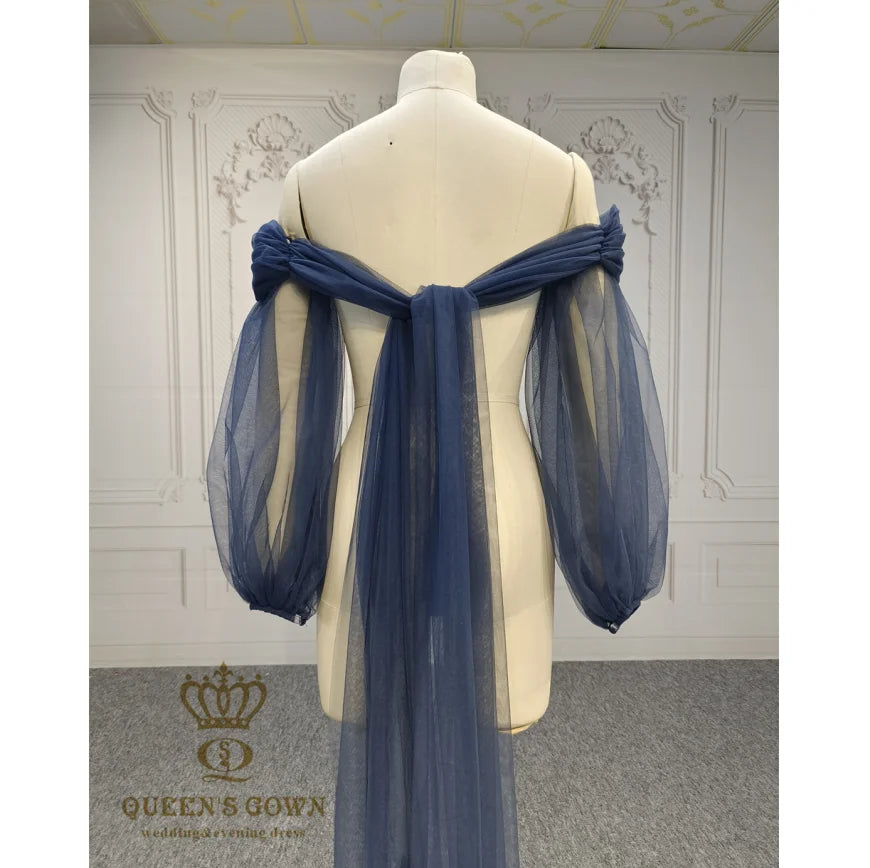 QUEENS GOWN Elegant Detachable Sleeve/Top With Long Train Flowing Piece for Bridal Wedding Dress Accessories