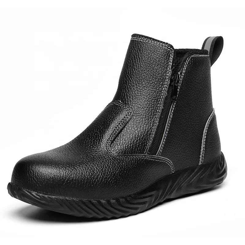 Men Waterproof Leather Boots Men's Ankle Boots Outdoor Male Steel Toe Anti-smashing Men's Work Shoes