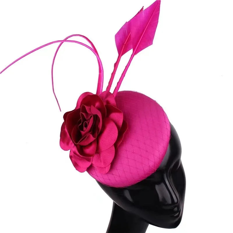 Bridal Gauze Flower Headdress Fashion High End Aristocratic Western Dinner Ball Party Hat Headband Ladies Hat and Fascinator