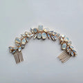 SLBRIDAL Handmade Alloy Opal Crystal Rhinestones Bridal Headband Hair Comb Clip Wedding Headpiece Women Jewelry Hair Accessories