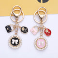 Fashionable Rose Flower Pearl Keychain Handbag Accessory Made of Pink Bow Keychain for Bag Decoration