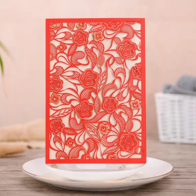 Laser Cut Pocket Flower Wedding Invitation Folder and Laser Cut Birthday Invitation Cards