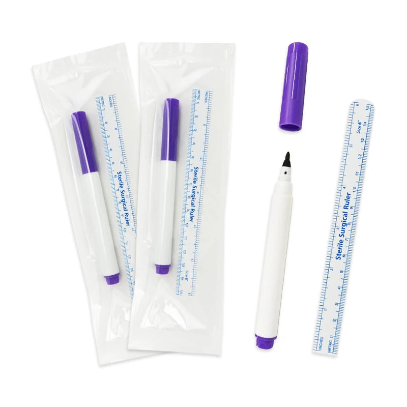 Professional Eyebrow Tattoo With Paper Ruler Sterile Fine Tip Surgery Surgic Tattoo Skin Mini Surgical Marker Pen