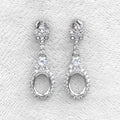 Sterling Silver 6*8mm Semi Mount Stud Eardrops Empty Frame Support Blank Setting S925 Base Without Center Stone DIY for Inlay