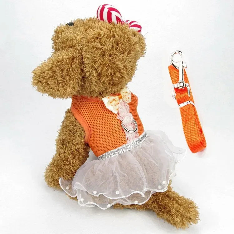Comfortable Breathable Mesh Luxury Dog Dress Harness With Leash