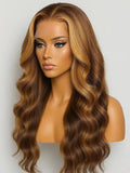 Highlights 4/27 Lace Closure Human Hair Wigs Salon-Quality Luxurious Glueless HD Lace Wig Body Wave Wig