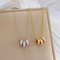 Sparkling Zircon Three Ring Pendant Necklace Stainless Steel Chain Gold Plated Zircon Snowflake Choker Necklace for Women Girls