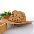 Hot Selling Women Men Children Matching Western Cowboy Hat Summer Hollow Out Crocheted Paper Straw Beach Sun Hat