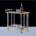 Modern Gold Moving Bar Cart with Clear Glass Acrylic Design Trolley for Home Bar Dining Living Room Hotels & Restaurants
