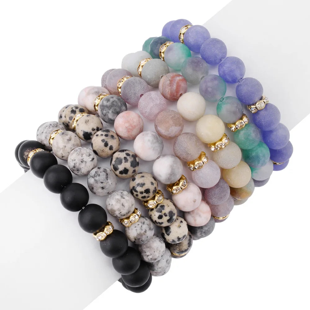 Handmade Natural Healing 10mm Jade Crystal Stone Bracelet Jewelry Bracelets Elastic Cord