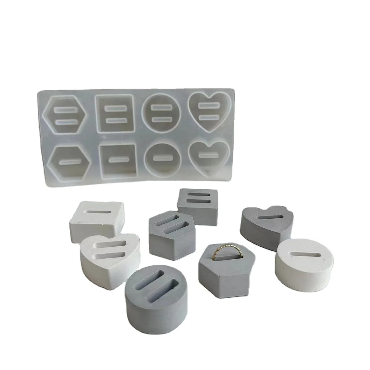 BPA Free Reusable Epoxy Silicone Casting Moulds Multi Shapes Rings Silicone Resin Mold for Ring Holders