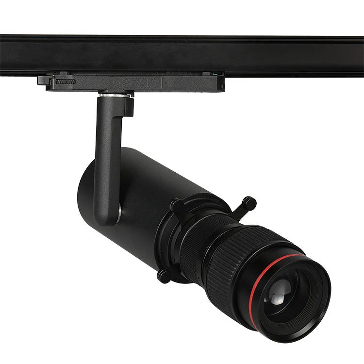 Popular Design of 20w 15-25/20-36  Degree Dimmable Shapable Track Light with GOBO Projection Functionality for Museum/Gallery