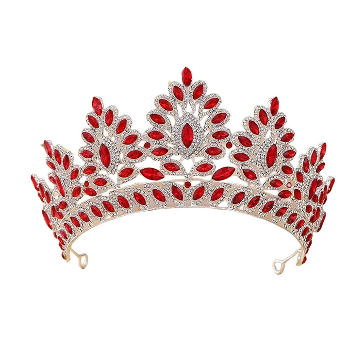 Euramerican Women's Crystal Rhinestone Wedding Tiara Gold Bridal Prom Pageant Crown with Diamond Birthday Hair Decoration