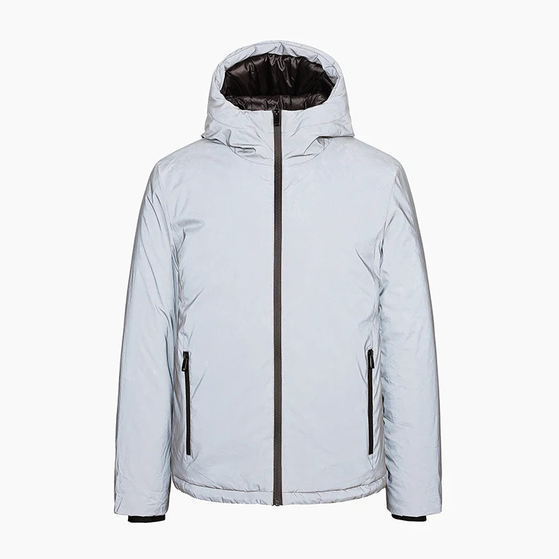 ALIKE Men's Reflective Running Jacket Plus Size Outdoor Zip Waterproof Rainbow Spring Hooded Thick Quilted Jacket