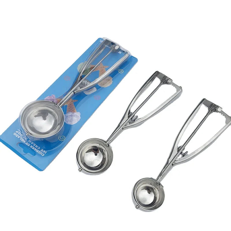 Reusable Stainless Steel Ice Cream Spoon Fruit Scoop Cookie Scoop with Easy Trigger
