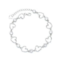 Fine Jewelry 925 Sterling Silver Paved Zircon Heart-shaped Charm Bracelet Jewelry Gift for Women Luxury Zircon Heart Bracelet