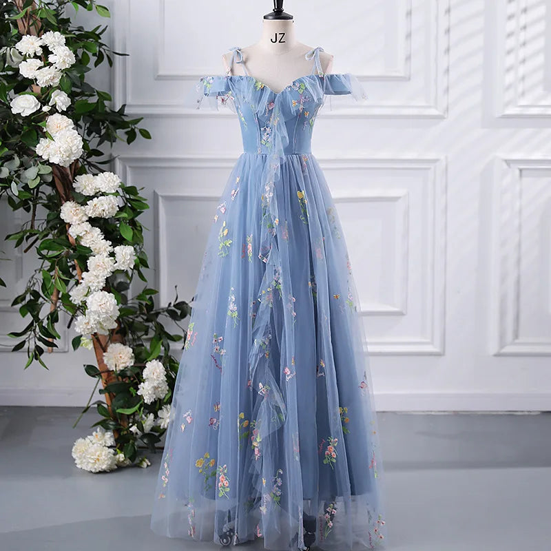 A-line Floral Embroidery Lace Long/short Women's Prom Gowns Fashion Bridesmaid Dresses MegaBDM