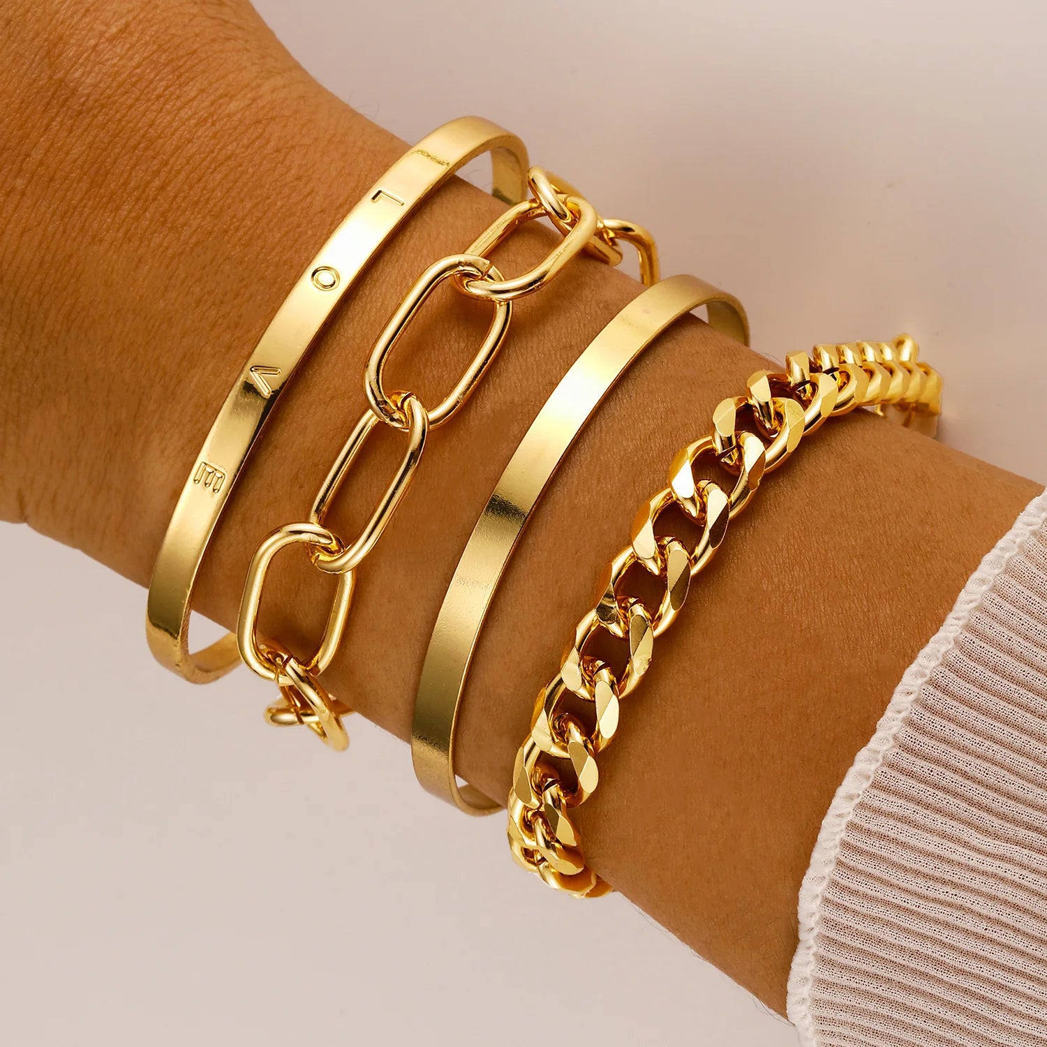Simple Geometry Love Chain Bracelet Luxury 4-piece Set Bracelet Jewelry Wholesale N25147