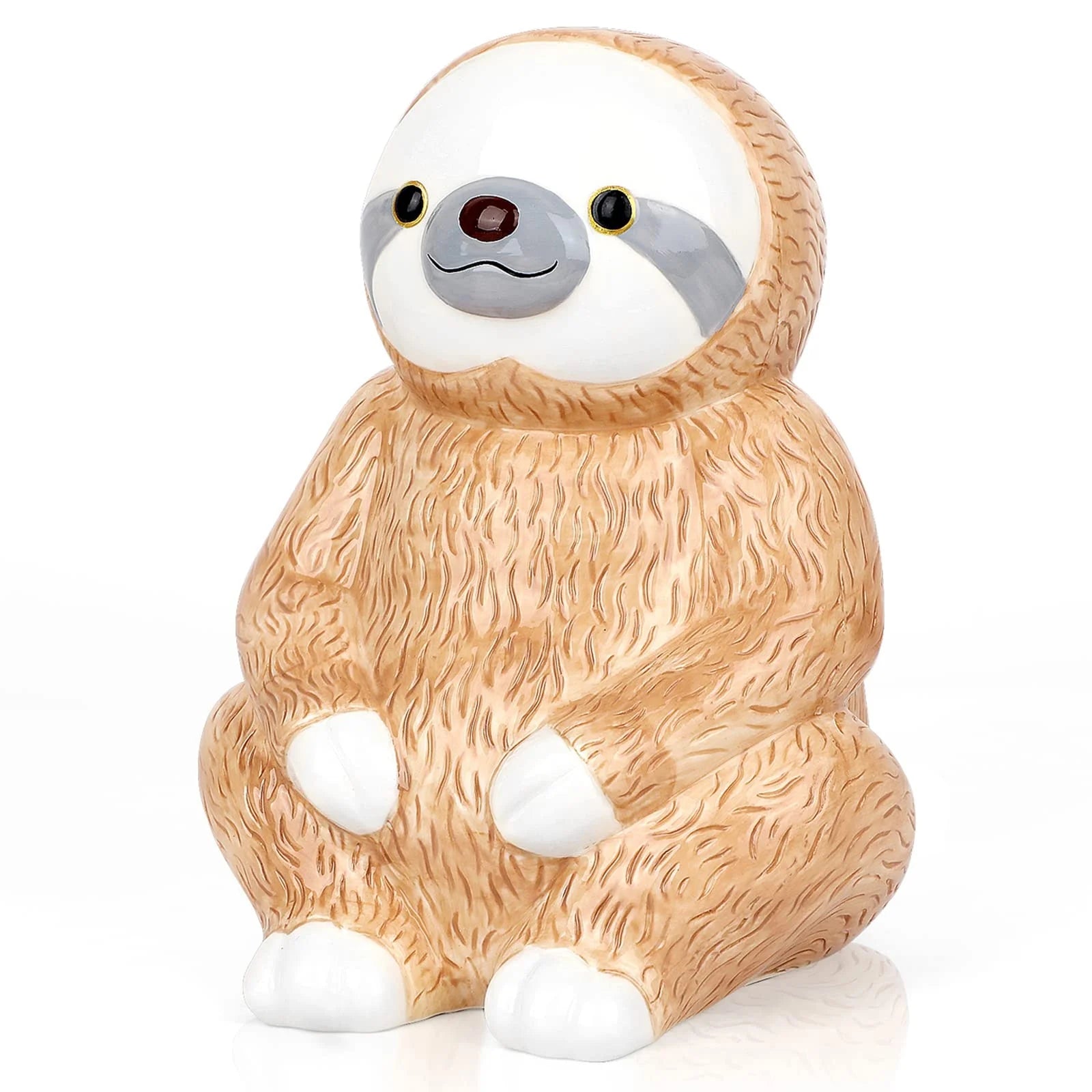 Creative Animal Series Brown Sloth Handmade Ceramic Piggy Bank with Large Capacity for Home Decoration Saving Money Box