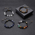 Natural Volcanic Stone White Crystal Bracelet Fashion Handmade Woven Rectangular Agate Natural Stone Bracelet for Men