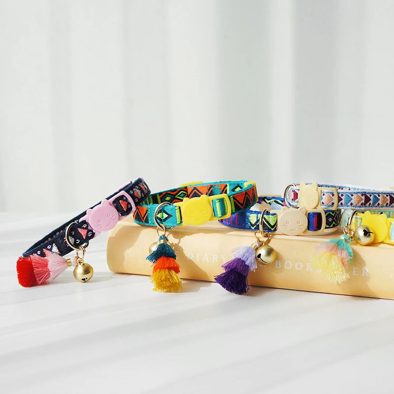 New Coming Whosale Factory Price Cat Collars Adjustable Custom Logo Fruit Design Fabric Cat Collars With Bell