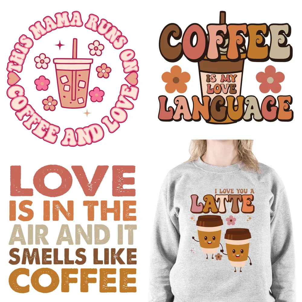 New Arrival Valentine's Day LOVE DIY Bulk DTF Transfer Prints Coffee Valentine Sticker Printing Transfers for T-shirt