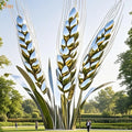 Outdoor Large Farming Decor Modern Mirror Art Metal Crop Wheat Ear Statue Giant Stainless Steel Polish Wheat Statue Sculpture