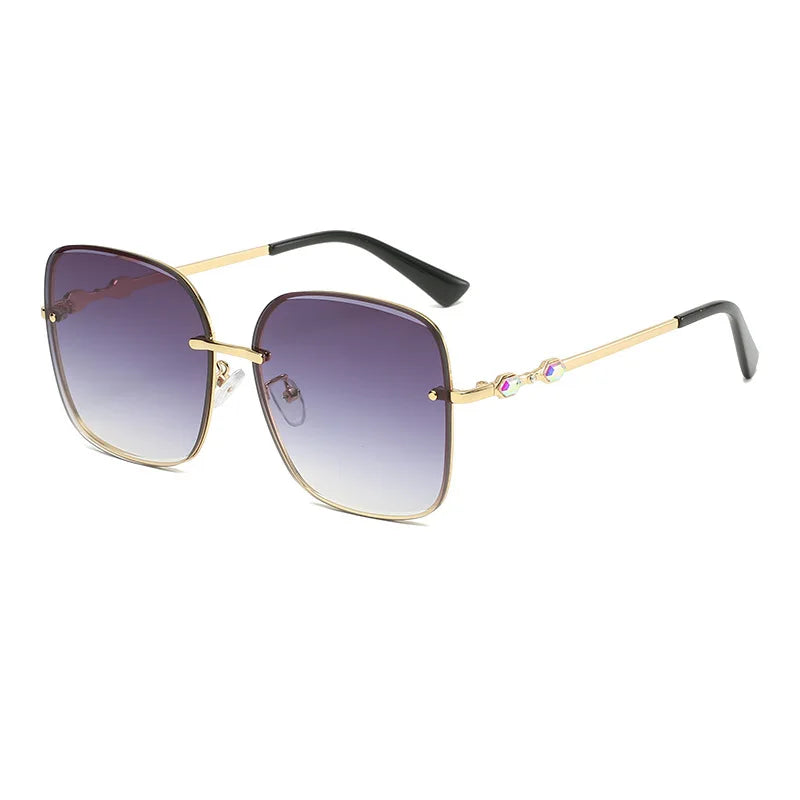 58157 Fashion Luxury Polarized Custom Designer Diamond Big Frame Shades Sunglasses Women Eyewear Oversize Retro Sunglasses 2023