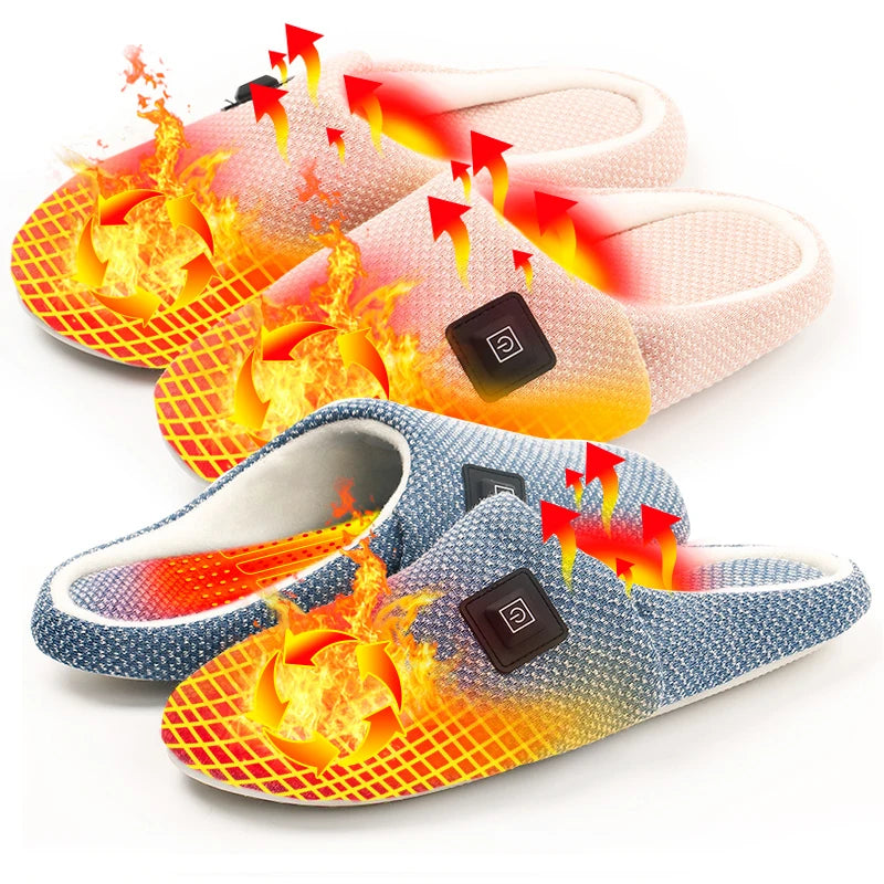 Custom Winter Women's Indoor/Outdoor Electric USB Heated Slippers Carbon Fiber Battery Powered Footwarmer Casual Logo Casual