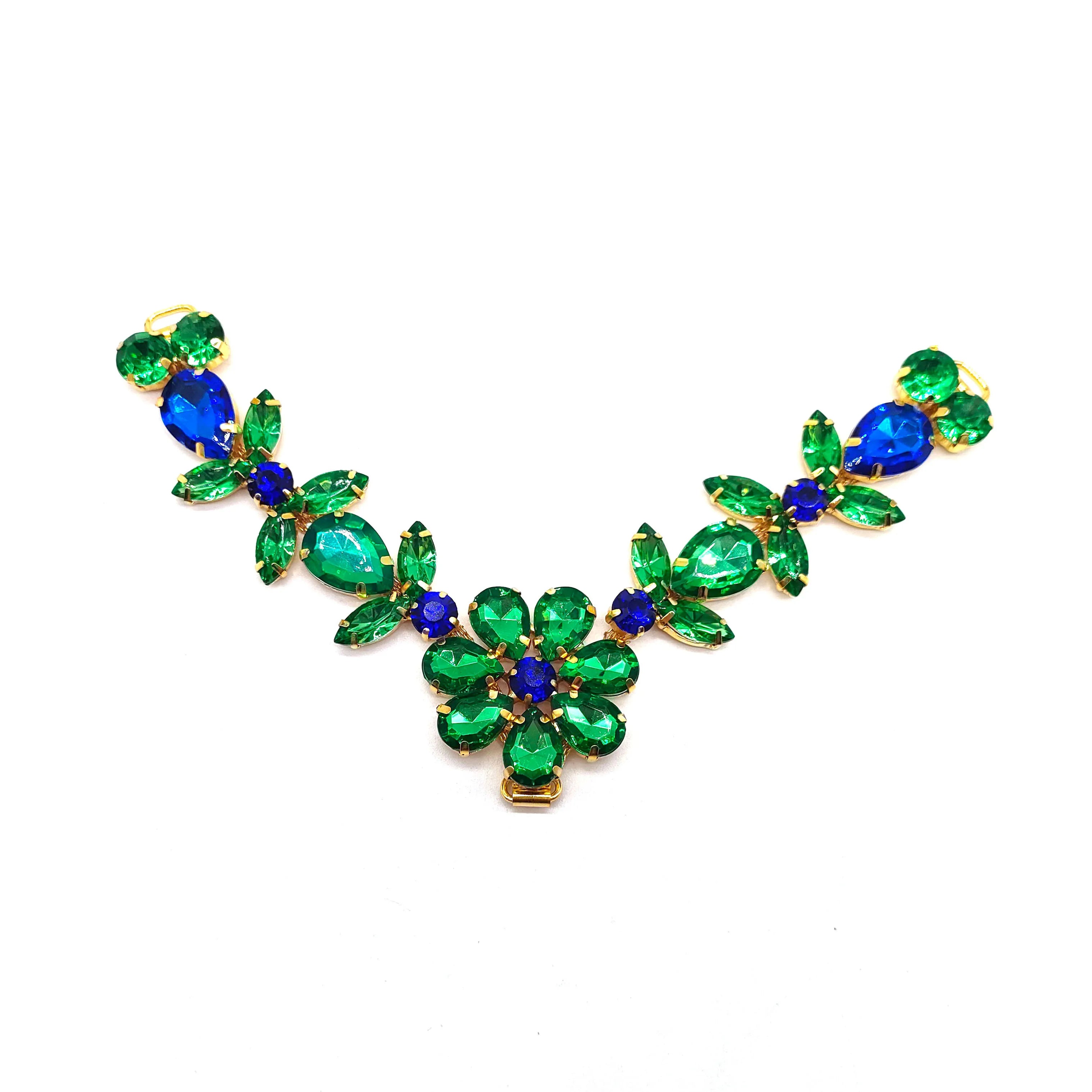 Hot Sale Women Summer Flip-Flops Sandal Shoe Decoration Charms Green Rhinestone Flower Shoe Chain Shoe Accessories