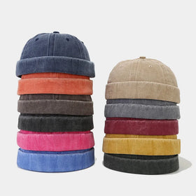 Wholesale Spring Autumn New Faded Cotton Sports Caps Solid Color Brimless Baseball Hat Vintage Street Hip Hop Ethnic Docker Hat