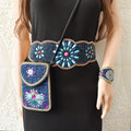 Bohemian Belts for Women Wide Stretch Elastic Waist Belt Body Chain Handmade Beaded Flower Adjustable Belt for Women