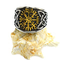 Gold Plating Vintage Viking  Ring  Retro Charm Men Ring Stainless Steel Party Jewelry Ring