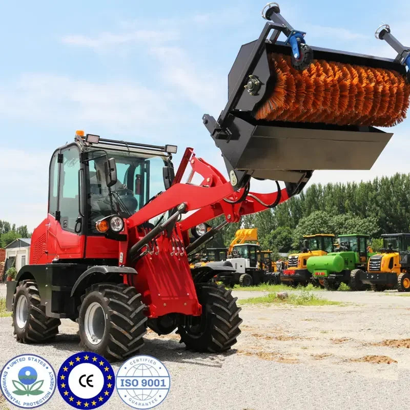 CE MAP Wheel Loader Compact Mulcher Garden Diesel Bucket 0.8 Ton Front End Loader Snow Pusher Gearbox Fully Hydraulic System
