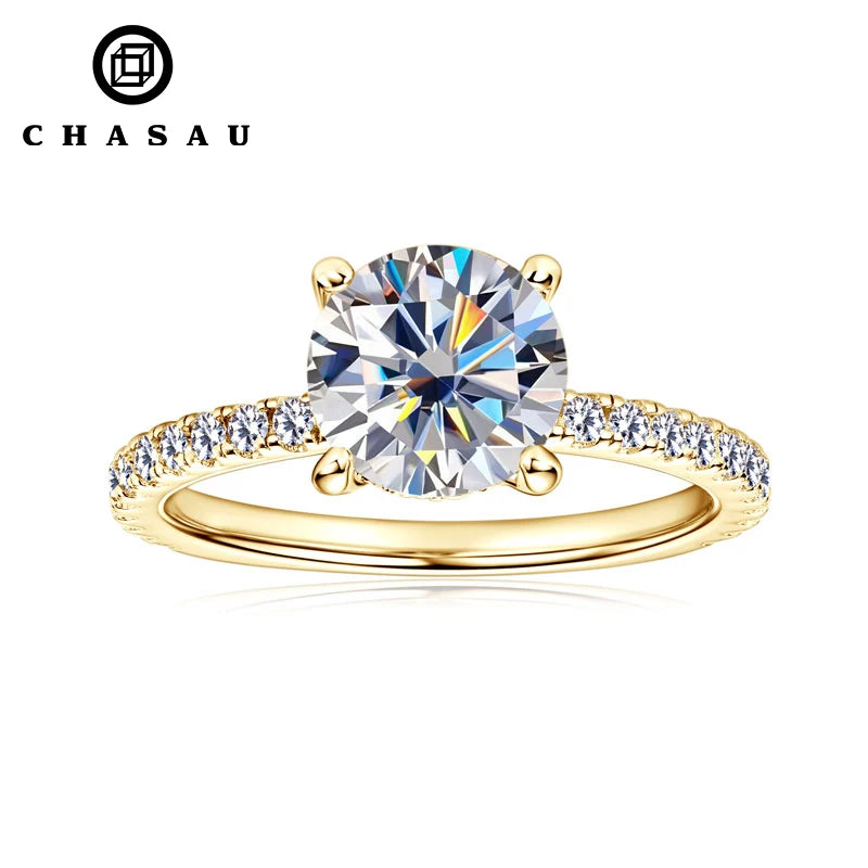 Classic 925 Sterling Sliver 2CT 8mm D Color VVS Round Cut Moissanite Simple Hidden halo Engagement Ring for Women MegaBDM