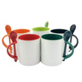 Custom 11oz Coffee Mug with Spoon Inner Color Sublimation Blank for Advertising/Christmas Gifts Present Accessories