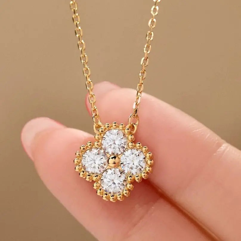 Silver 925 Original 18K Rose Gold Plated Total 1.2 Carat Brilliant Cut Diamond Test Past D Color Moissanite Pendant Necklace