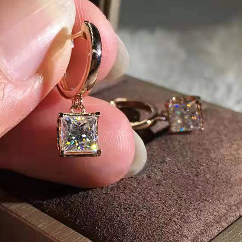 CAOSHI Square Stone Earrings New Korean Version Personality Temperament Simple Earrings Fashion Simple Zirconia Ear Nail