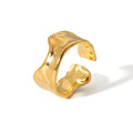 Plated Irregular Volcanic Lava Textured Adjustable Open Couple Rings Gold Stainless Steel Vintage 18K Trendy Opp Bag Geometric
